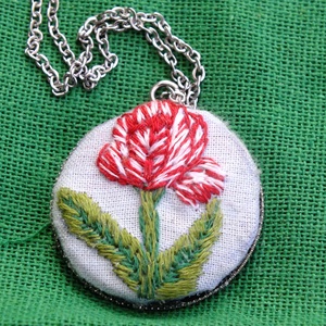 Pandantiv brodat-Rembrandt tulip, Bijuterii, Coliere, Pandativ, Broderie, ARTYNOS