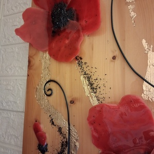 Tablou 3D cu maci din rășină epoxidică  - casă & stil de viață - accesorii pentru decorat casa - picturi murale - panouri și tablouri, panouri decorative - Artynos.ro