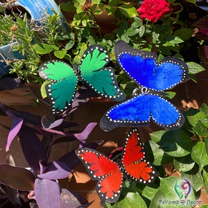 Fluture metalic decorativ de grădină, decupabil, în 3 culori L - casă & stil de viață - accesorii pentru casă și grădină - decorațiuni exterioare și de grădină - Artynos.ro