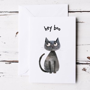 Hey Boo Halloween carte poștală, felicitare pisică, cadou set de 4 -  - Artynos.ro