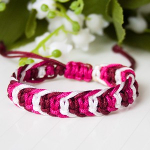 Bratara macramé impletita in trei culori - Bordeaux/pink/white, , , ARTYNOS