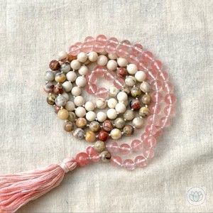 Colier cu perle de scoică, agat și cuarț cherry -  - Artynos.ro