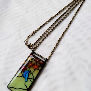 Pandantiv pasăre albastră vedere toamnă - bijuterii - coliere - pandative - Artynos.ro