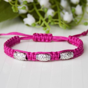 Bratara macramé impletita - Perle roz roz inchis, , , ARTYNOS