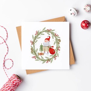 Carte poștală de Crăciun, card de Crăciun, card cadou scandinav, elf de Crăciun -  - Artynos.ro