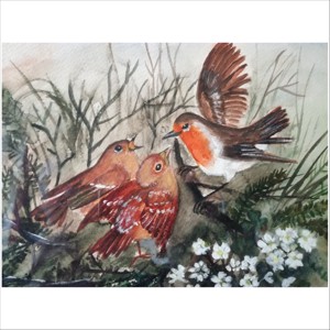 Păsări, pictură drăguță în tempera sau acuarelă - arte vizuale și accesorii  - picturi - acuarele picturi - Artynos.ro