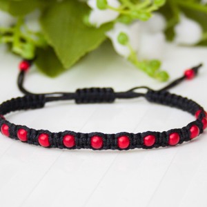 Bratara macramé impletita - Margele negru, , , ARTYNOS