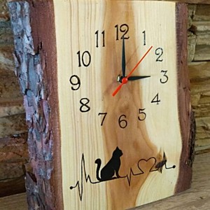 Craft ceas de perete cu pisoi pe larice, , , ARTYNOS