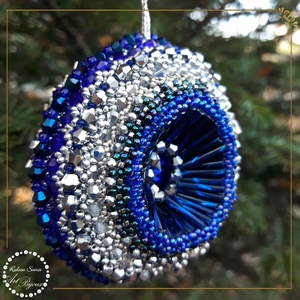 Globuleț Crăciun TRIDIMENSIONAL - albastru cu argintiu - accesorii de crăciun - decorațiuni de crăciun de casă - decorațiuni pentru pomul de crăciun - Artynos.ro