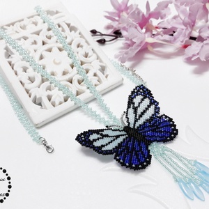 COLIER fluture albastru - bijuterii - coliere - pandativ - Artynos.ro