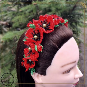 BENTITA - CORDELUTA cu maci, Imbracaminte si moda, Accesorii par, Banda de par si agrafe par, Confectionarea bijuteriilor, Impletituri, broderie cu margele, ARTYNOS