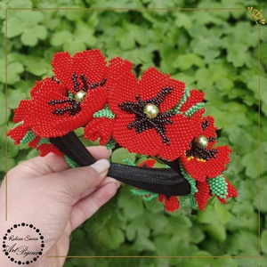 BENTIȚĂ - CORDELUȚĂ cu maci - îmbrăcăminte și modă - accesorii păr - bandă de păr și agrafe păr - Artynos.ro
