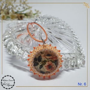 PANDANTIV trandafiri cu margine portocalie - Nr.6 - bijuterii - coliere - pandative - Artynos.ro