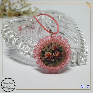 PANDANTIV trandafiri cu margine roz - Nr.7 - bijuterii - coliere - pandative - Artynos.ro