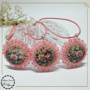 PANDANTIV trandafiri cu margine roz - Nr.9 - bijuterii - coliere - pandative - Artynos.ro