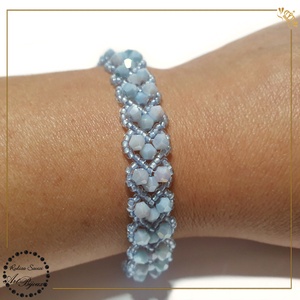 BRĂȚARĂ cu INIMIOARE din cristale - bleu - bijuterii - brățări - brățări din mărgele - Artynos.ro