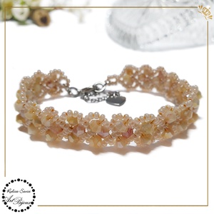 BRATARA cu INIMIOARE din cristale - somon, Bijuterii, Bratari, Bratari din margele, Confectionarea bijuteriilor, Impletituri, broderie cu margele, ARTYNOS