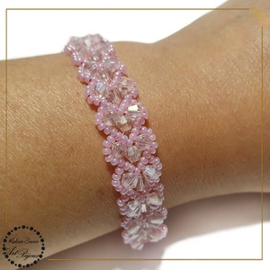 BRĂȚARĂ cu INIMIOARE din cristale - roz  - bijuterii - brățări - brățări din mărgele - Artynos.ro
