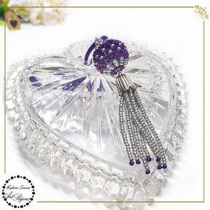 PANDANTIV BILUȚĂ CU FRANJURI mov cu argintiu - bijuterii - coliere - pandative - Artynos.ro