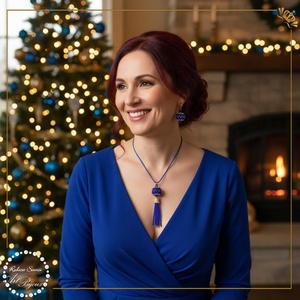 PANDANTIV BILUTA CU FRANJURI albastru cu auriu, Bijuterii, Coliere, Pandative, Confectionarea bijuteriilor, Impletituri, broderie cu margele, ARTYNOS