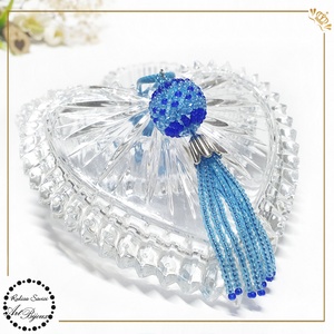 PANDANTIV BILUȚĂ CU FRANJURI albastru cu bleu-ciel - bijuterii - coliere - pandative - Artynos.ro