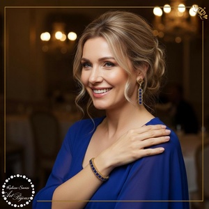 SET cu patratele - auriu+albastru, Bijuterii, Seturi de bijuterii, Confectionarea bijuteriilor, Impletituri, broderie cu margele, ARTYNOS