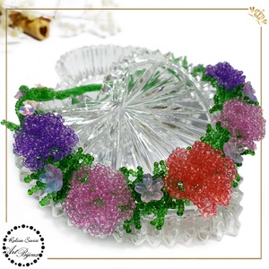 COLIER cu trandafirași roz și mov  - bijuterii - coliere - coliere din mărgele - Artynos.ro