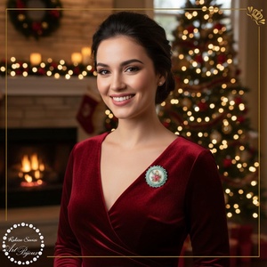 BROSA PASARE pe ramura cu floare rosie - nr. 2, Bijuterii, Brose, Confectionarea bijuteriilor, Impletituri, broderie cu margele, ARTYNOS