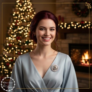 BROSA PASARI pe ramura cu zapada - nr. 1, Bijuterii, Brose, Confectionarea bijuteriilor, Impletituri, broderie cu margele, ARTYNOS