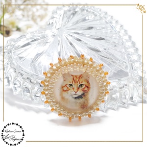 BROȘĂ PISICĂ PORTOCALIE - nr. 2 - bijuterii - broșe - Artynos.ro