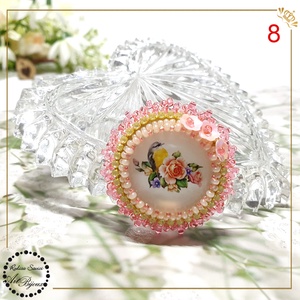 Broșă pasăre cu trandafiri roz - nr 8 - bijuterii - broșe - Artynos.ro