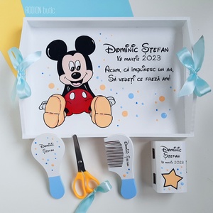 Set prima aniversare baiat Mickey tava mot personalizata pictata manual - Artynos.ro