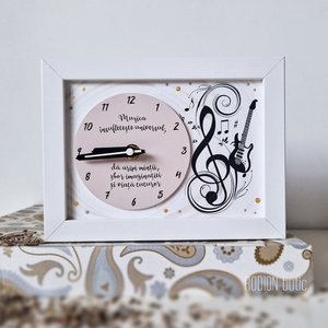 Ceas inramat muzica personalizat cu mesaj pictat manual, Casă & Stil de viață, Accesorii pentru decorat casa, Decorațiuni de pereți, decorațiuni suspendate, Ceasuri de perete, Obiecte pictate, Pictură, ARTYNOS