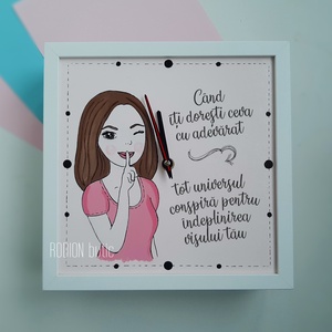 Ceas inramat aniversare personalizat cu nume si mesaj pictat manual - Artynos.ro