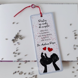 Semn de carte pentru medic personalizat cu mesaj pictat manual, Cărți și creații cu tematică muzicală, cadouri, Semn de carte, Obiecte pictate, Pictură, ARTYNOS
