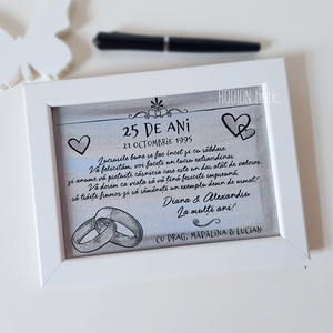 Placheta nunta de argint pictata manual personalizata cu nume si data - accesorii locuință - accesorii pentru decorat casa - picturi murale - panouri și tablouri, panouri decorative - Artynos.ro