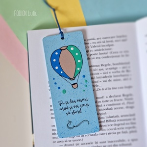 Semn de carte balon cu aer personalizat cu mesaj pictat manual - cărți și creații cu tematică muzicală, cadouri - semn de carte - Artynos.ro