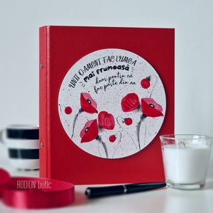 Agenda tip caiet mecanic pictata cu maci personalizata cu mesaj - Artynos.ro