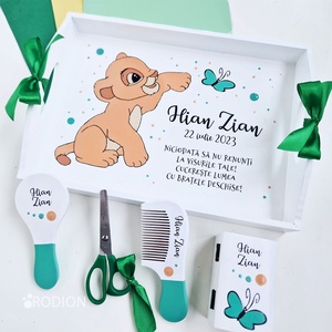 Set prima aniversare Simba tava mot personalizata pictata manual - Artynos.ro