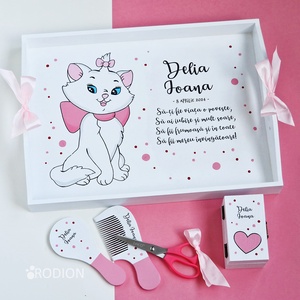 Set prima aniversare fetita Marie tava mot personalizata pictata manual - Artynos.ro