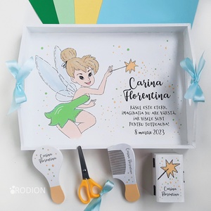 Set prima aniversare Tinkerbell tava mot personalizata pictata manual - Artynos.ro