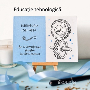 Placheta cadru didactic EDUCATIE TEHNOLOGICA personalizata cu mesaj lucrata manual, Casă & Stil de viață, Accesorii pentru decorat casa, Picturi murale, Panouri și tablouri, panouri decorative, Obiecte pictate, Pictură, ARTYNOS