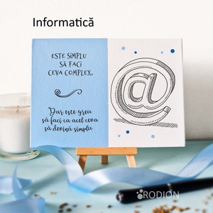 Placheta cadru didactic INFORMATICA personalizata cu mesaj lucrata manual, Casă & Stil de viață, Accesorii pentru decorat casa, Picturi murale, Panouri și tablouri, panouri decorative, Obiecte pictate, Pictură, ARTYNOS