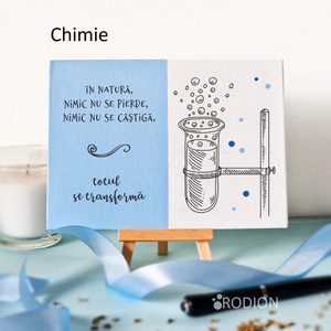 Placheta cadru didactic CHIMIE personalizata cu mesaj lucrata manual, Casă & Stil de viață, Accesorii pentru decorat casa, Picturi murale, Panouri și tablouri, panouri decorative, Obiecte pictate, Pictură, ARTYNOS