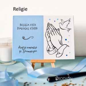 Placheta cadru didactic RELIGIA personalizata cu mesaj lucrata manual, Casă & Stil de viață, Accesorii pentru decorat casa, Picturi murale, Panouri și tablouri, panouri decorative, Obiecte pictate, Pictură, ARTYNOS