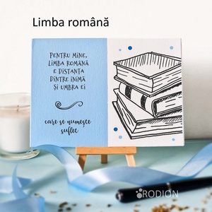 Placheta cadru didactic LIMBA ROMANA personalizata cu mesaj lucrata manual, Casă & Stil de viață, Accesorii pentru decorat casa, Picturi murale, Panouri și tablouri, panouri decorative, Obiecte pictate, Pictură, ARTYNOS