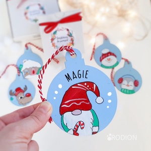 Glob Craciun pictat manual personalizat cu mesaj Gnom, Accesorii de Crăciun, Decorațiuni de Crăciun de casă, Decorațiuni pentru pomul de Crăciun, Obiecte pictate, Pictură, ARTYNOS