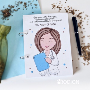 Agendă personalizată cu nume pictată manual cadou Medic, Casa & Stil de viata, Papetarie de hartie, Caiete si jurnal, Obiecte pictate, Pictura, ARTYNOS