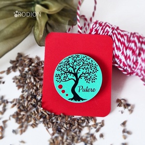 Martisoare brosa Copacul Vietii pictate manual cu text handmade deosebite, Bijuterii, Martisor, Obiecte pictate, Pictura, ARTYNOS