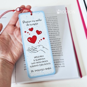 Semn de carte pentru medic personalizat cu mesaj pictat manual - Artynos.ro